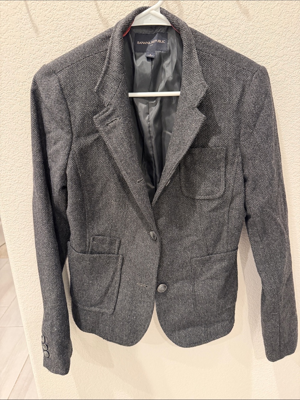 Banana Republic Women's Gray Herringbone Blazer Jacket